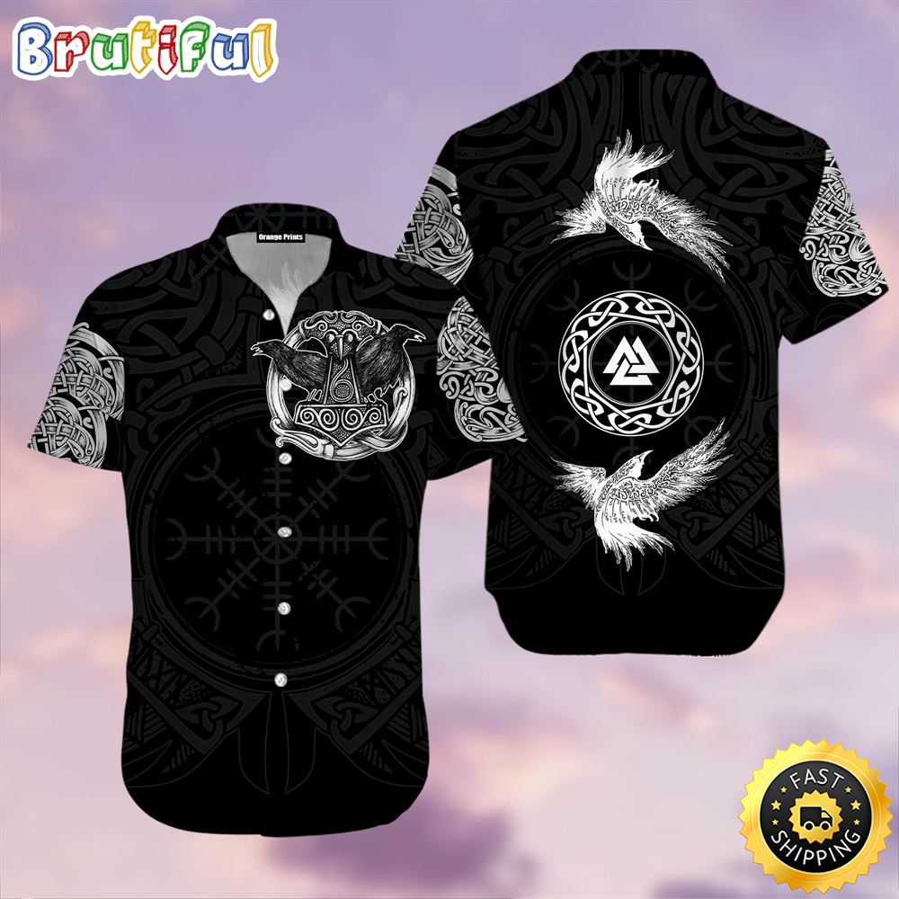 Viking Raven Norse Hawaiian Shirt Short Sleeve Hawaiian Shirt Viking Gifts For Him 1 hifteh
