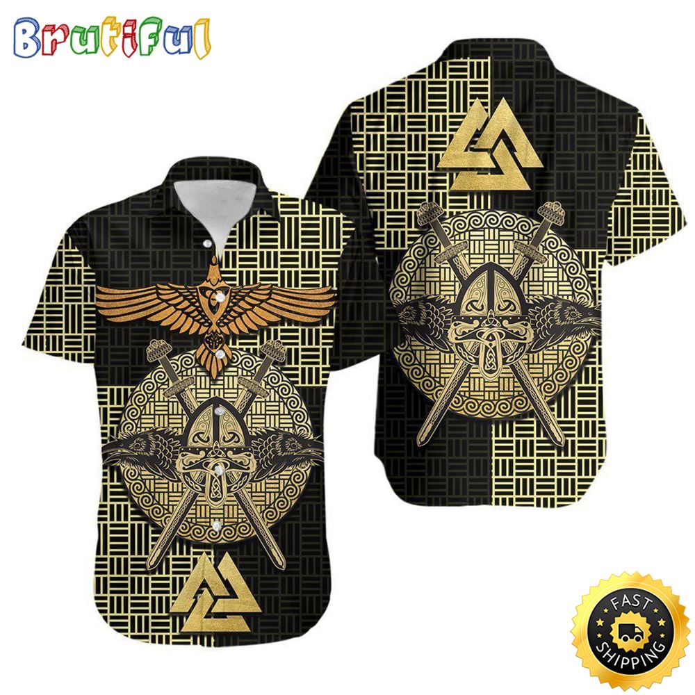 Viking Raven Odin Hawaiian Shirt Short Sleeve Hawaiian Shirt Viking Gifts For Him 1 dmelnu