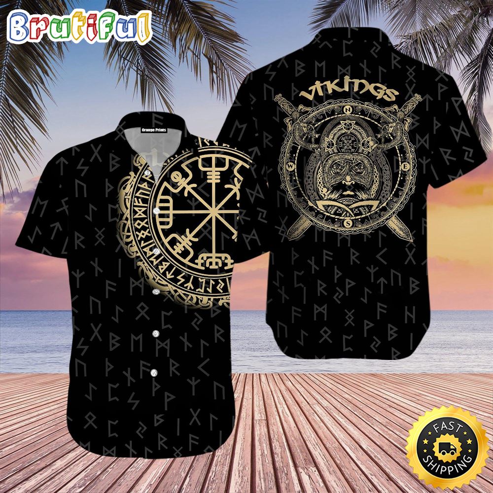 Viking Runes Of Protection Hawaiian Shirt Short Sleeve Hawaiian Shirt Viking Gifts For Him 1 x26rdh