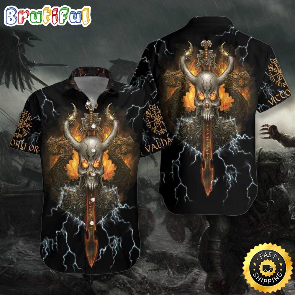 Viking Skull Hawaiian Shirt Short Sleeve Hawaiian Shirt Viking Gifts For Him 1 fqurqi