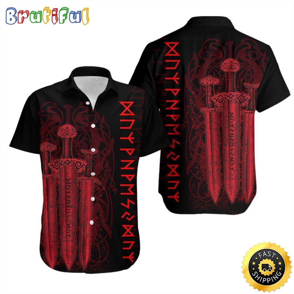 Viking Sword Hawaiian Shirt Short Sleeve Hawaiian Shirt Viking Gifts For Him 1 byqpxz