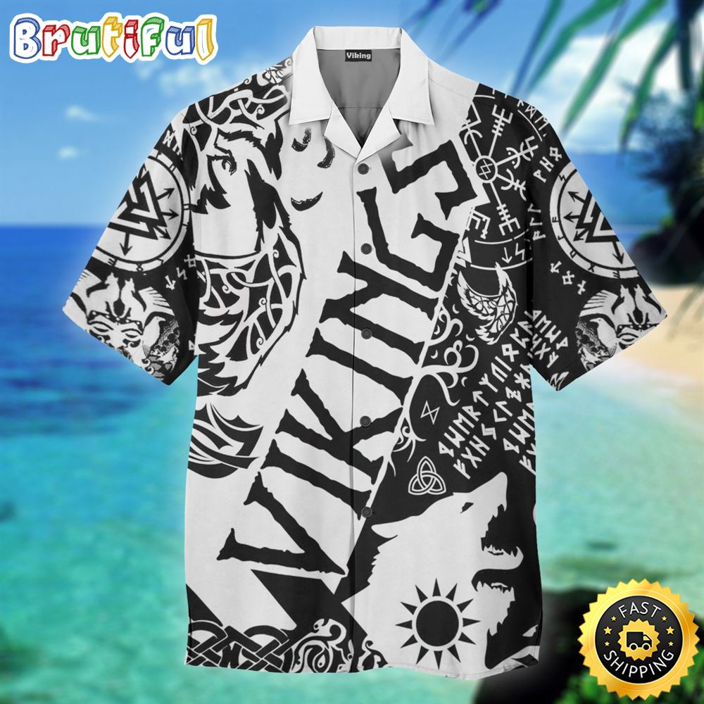 Viking Tattoo Hawaiian Shirt Short Sleeve Hawaiian Shirt Viking Gifts For Him 1 uhvxbt
