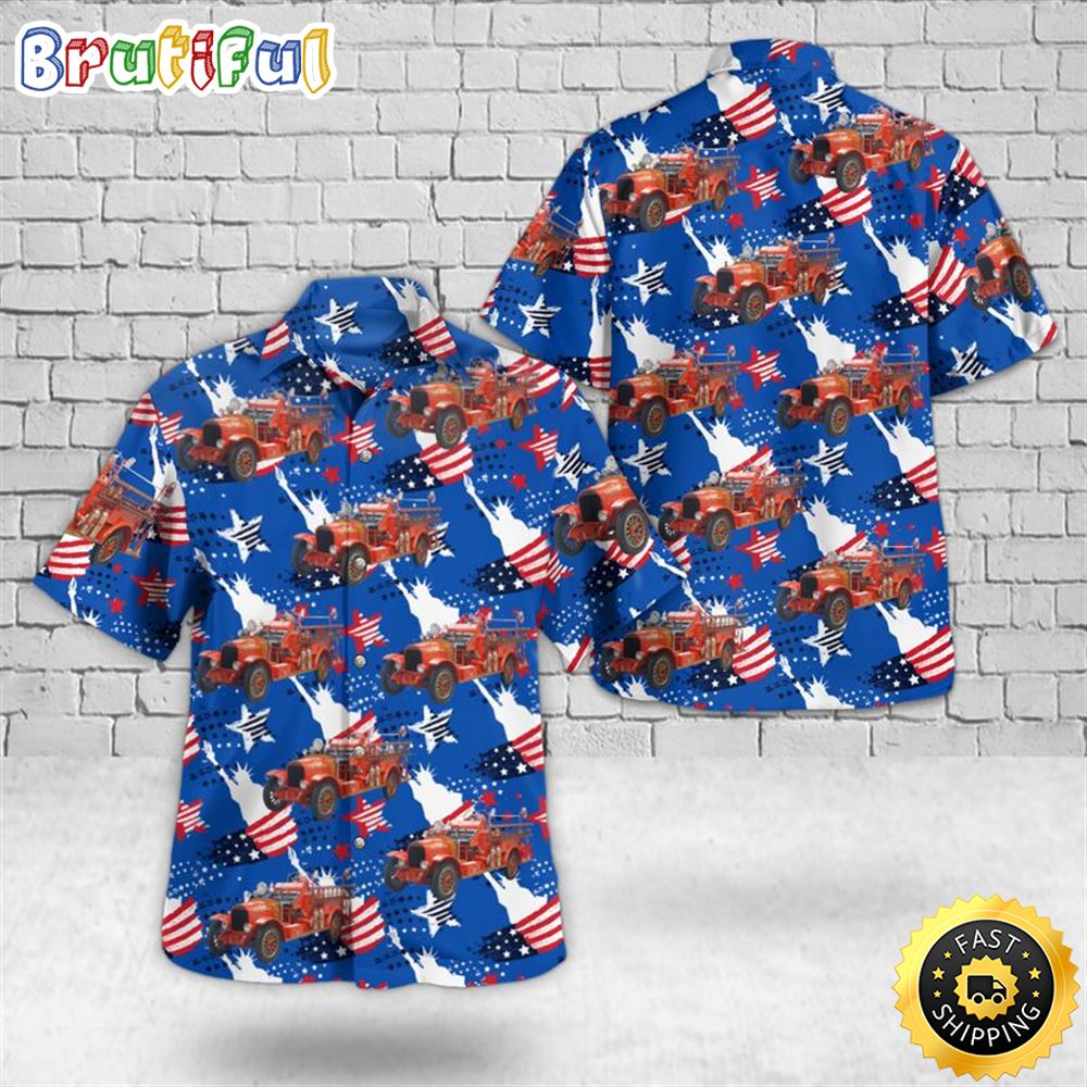 1923 La France Fire Engine 4th Of July Hawaiian Shirt sjl6ns