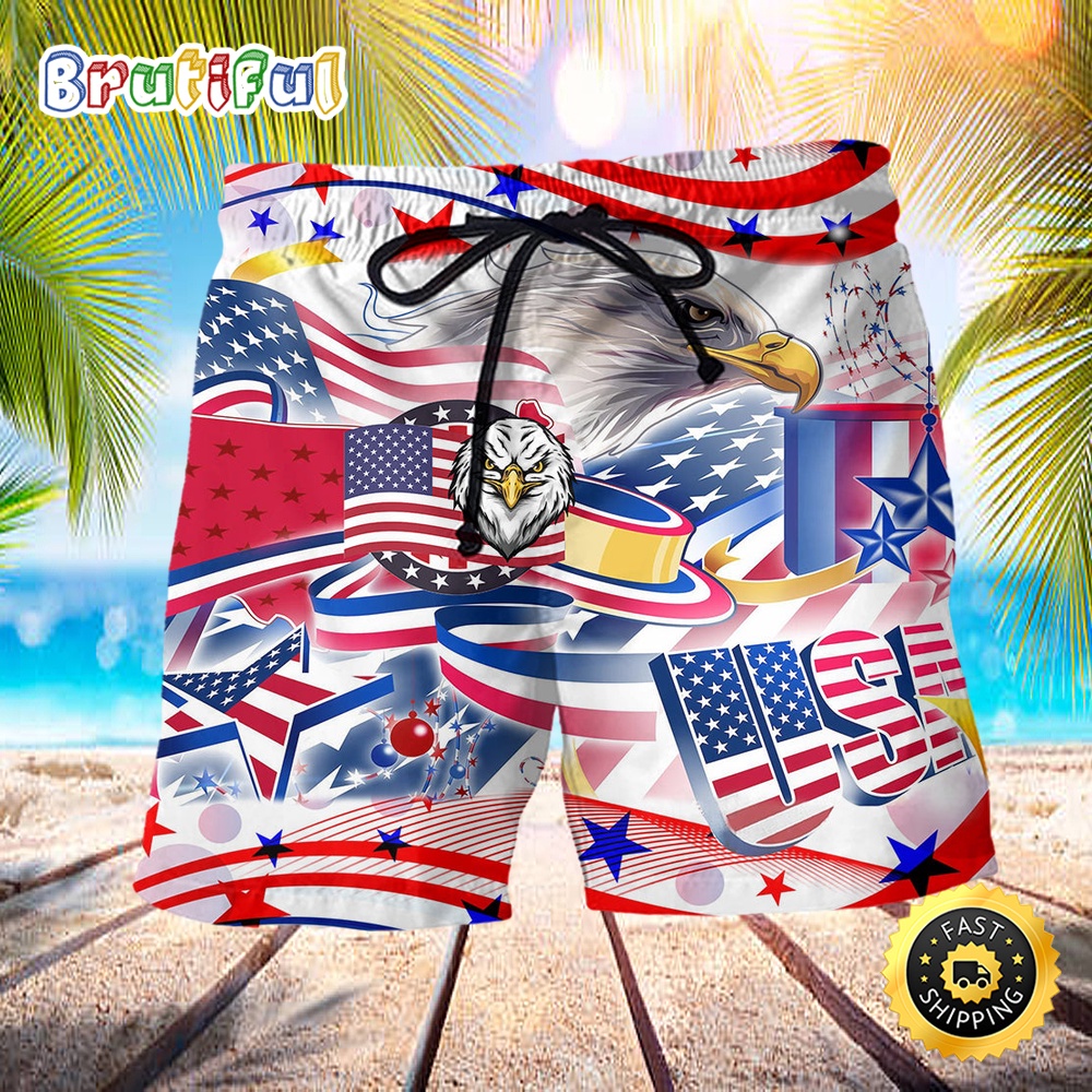 America Eagle Amazing Day Independence Day Beach Short y0wkiv