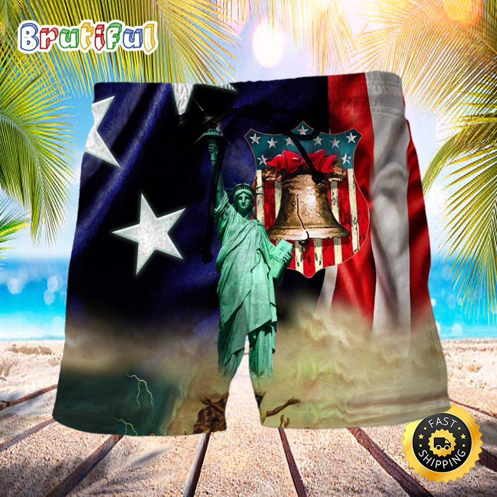 America Happy Day Happy Life Independence Day Beach Short agbixm