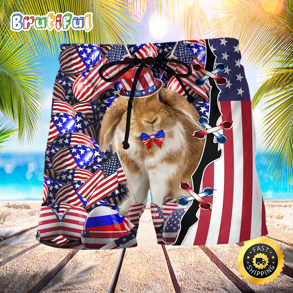 America Happy Easter Day 2023 America Independence Day Beach Short x6uma2
