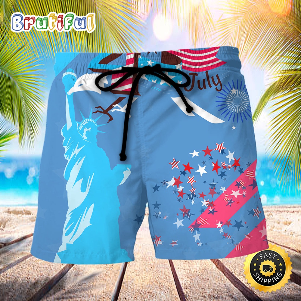 America Independence Happy Day Fourth Of July Independence Day Beach Short oi1niu