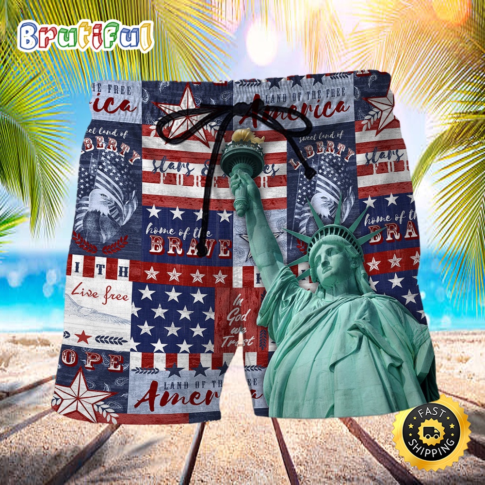 America Live Free Independence Day Beach Short glumnf