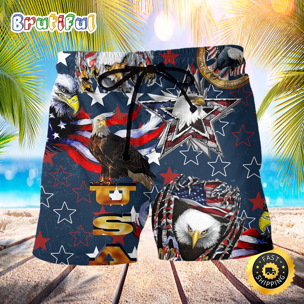 America Love Eagle Independence Day Beach Short at4grl