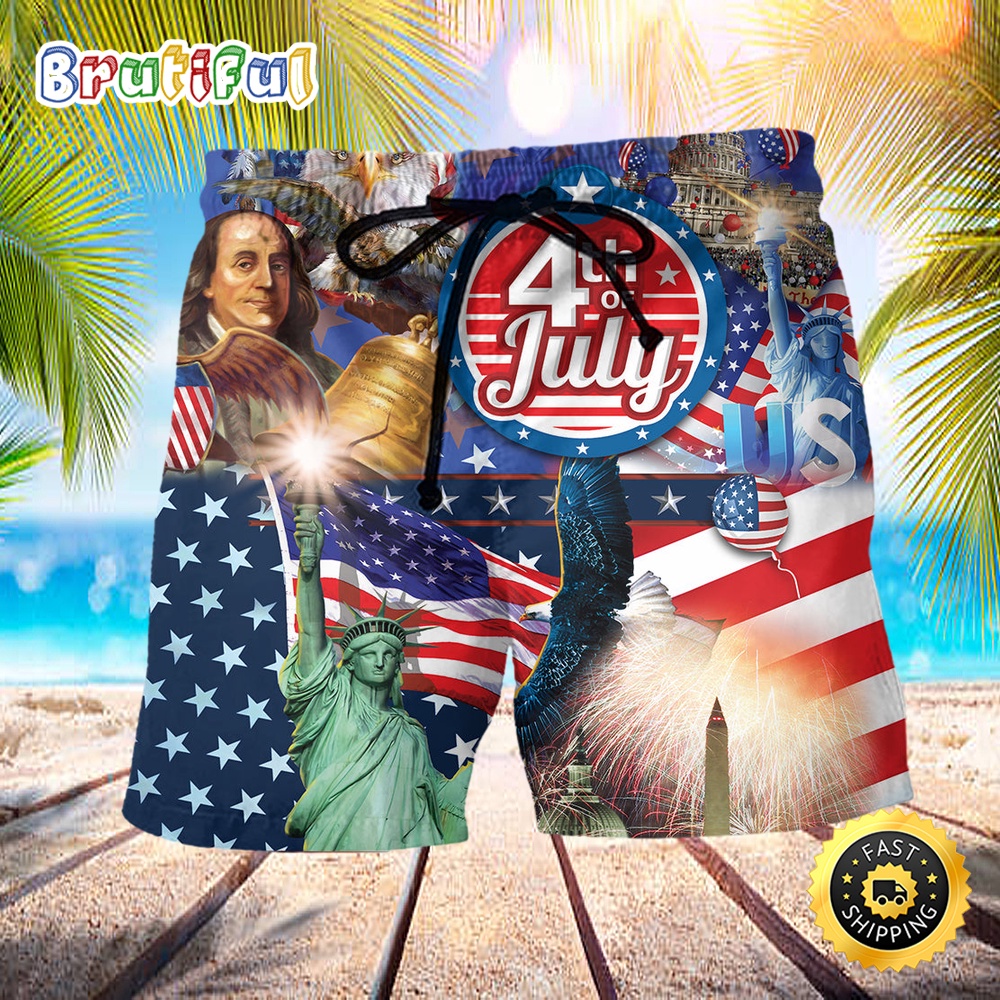 America Love July Style Independence Day Beach Short ptgsft