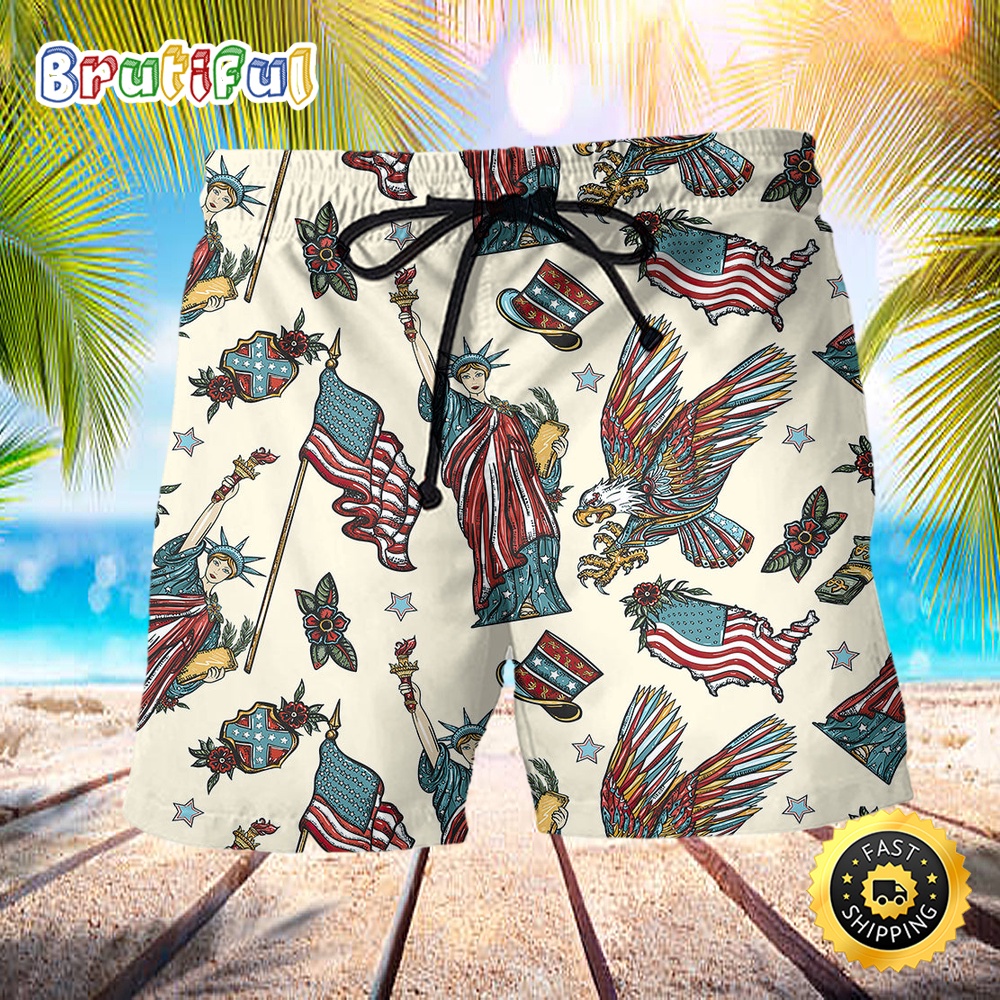 America Symbols Cool Style Independence Day Beach Short dacie0