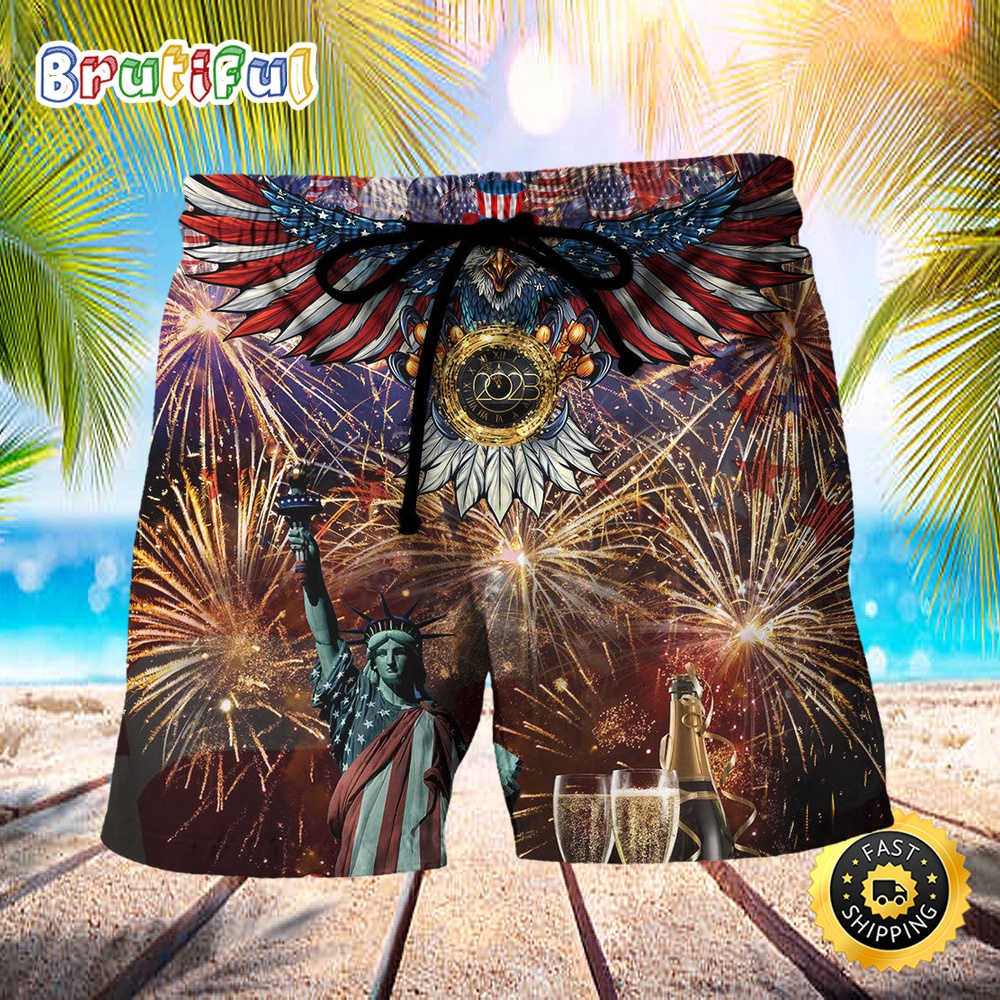 America s New Beginning 2023 Firework Independence Day Beach Short xoc67o