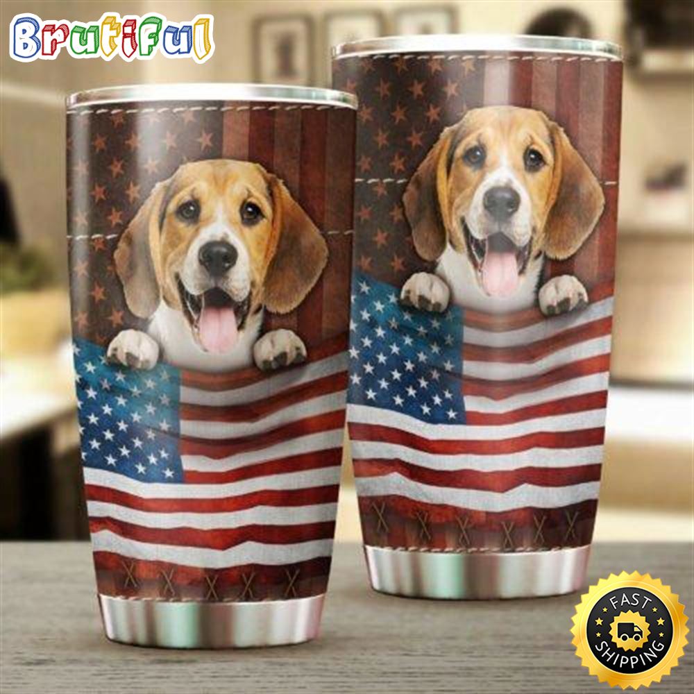 Beagle Dog American Stainless Steel Tumbler Cup Travel iiay7b