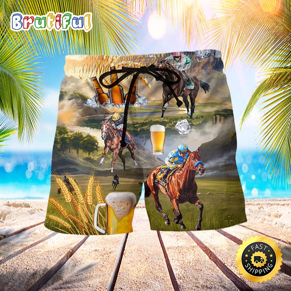 Beer And Horse Racing On The Steppe Beach Short fgncql