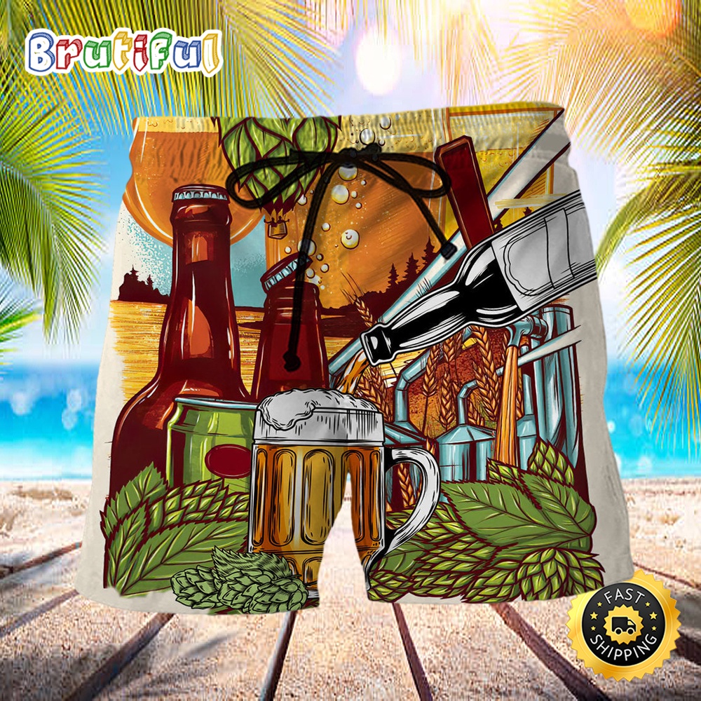 Beer Drinking It s Beer Time Beach Short hywmjo