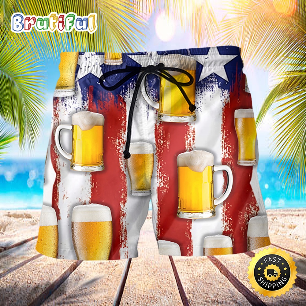 Beer Happy Independence Day America Basic Beach Short jkbrhi