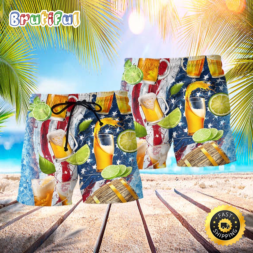 Beer Independence Day Hawaiian Beach Short niincl