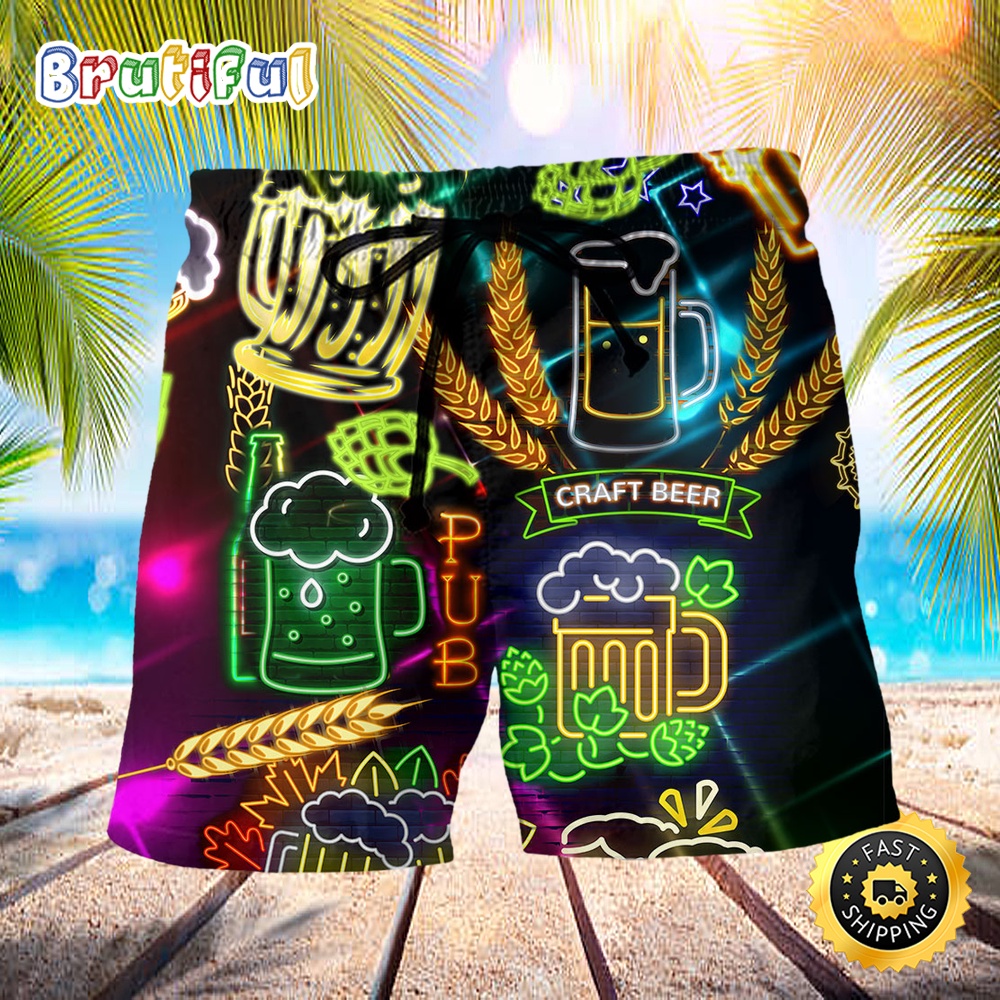 Beer It s Beer O clock Stunning Beach Short paosr8