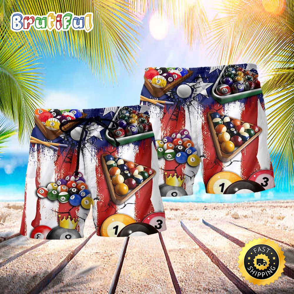 Billiard Independence Day Hawaiian Beach Short mycdpz