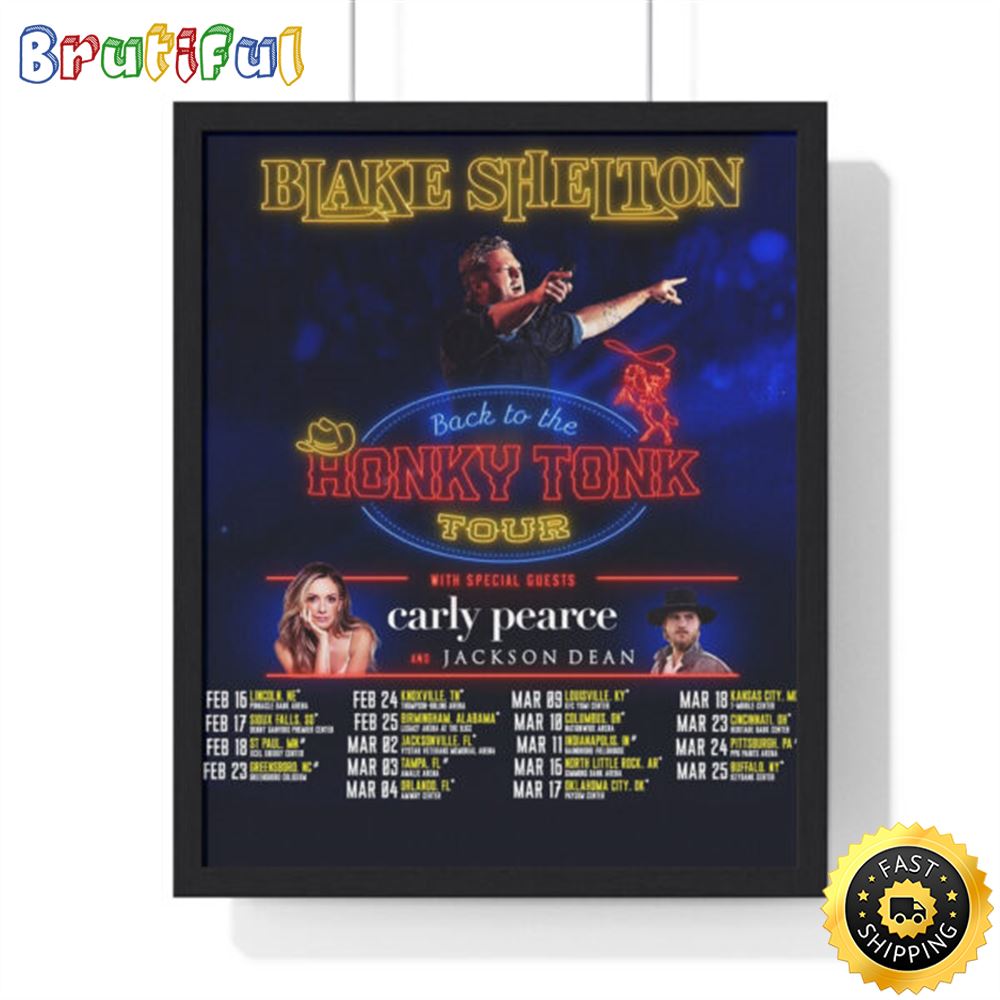 Blake Shelton Back To The Honky Tonk Tour 2023 Poster bki7hr