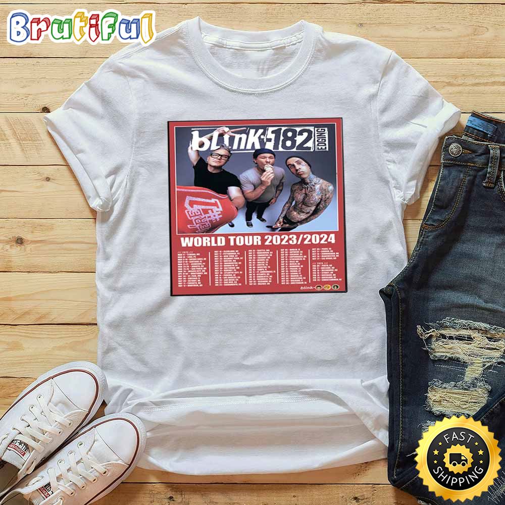 Blink 182 World Tour Tour 2023 List White T Shirt