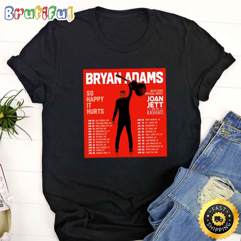 Bryan Adams So Happy It Hurts Usa Tour 2023 Black T Shirt rp7ft3