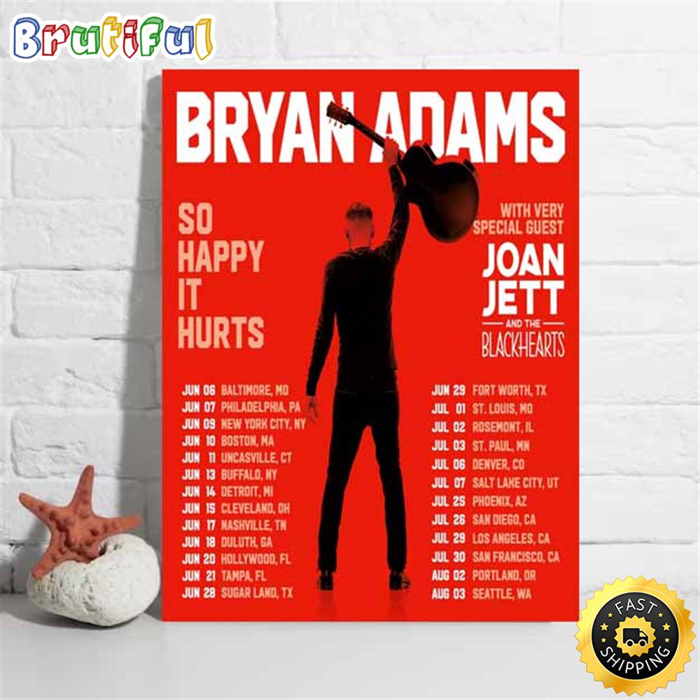 Bryan Adams So Happy It Hurts Usa Tour 2023 Poster aznvm7