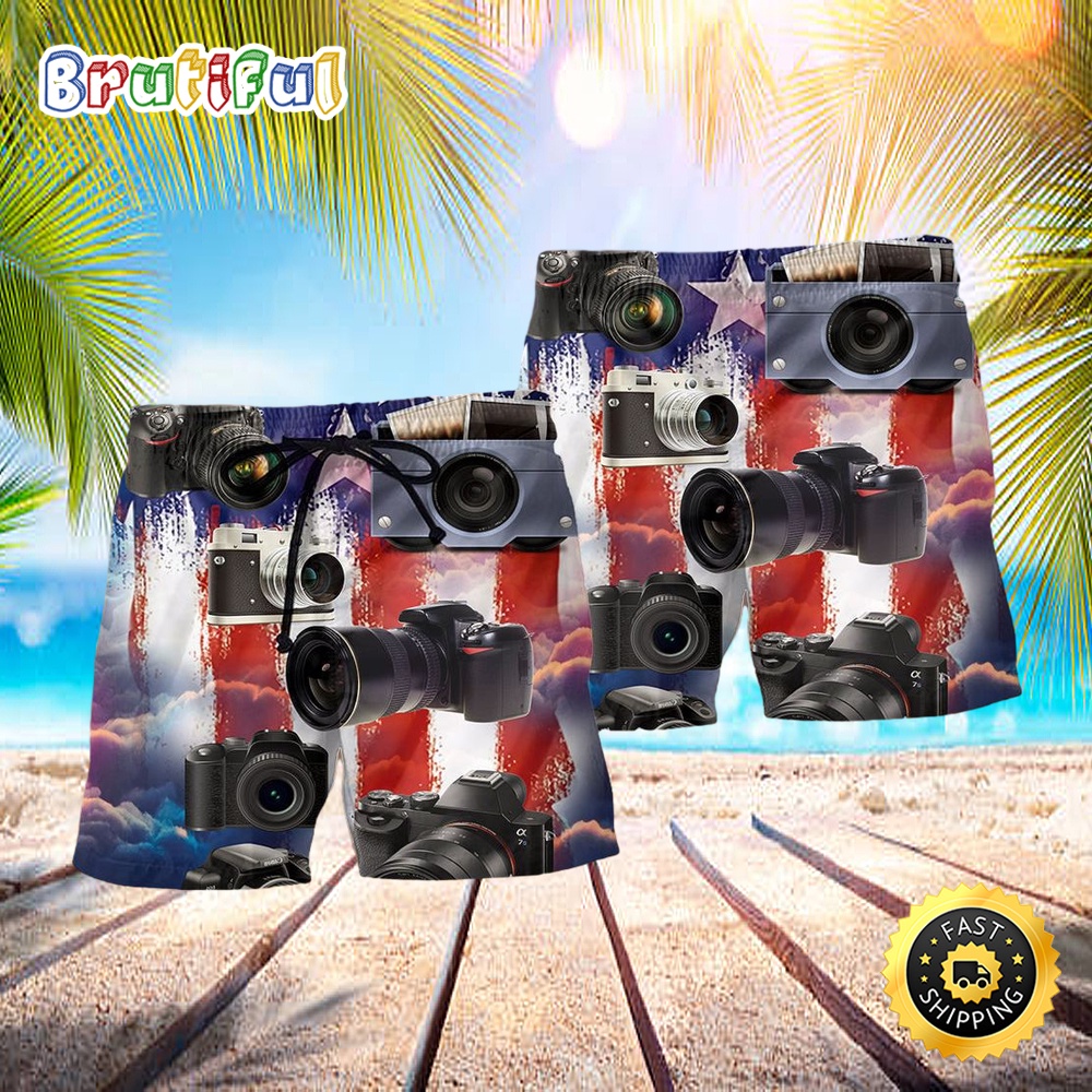 Camera Independence Day Hawaiian Beach Short nhuavq
