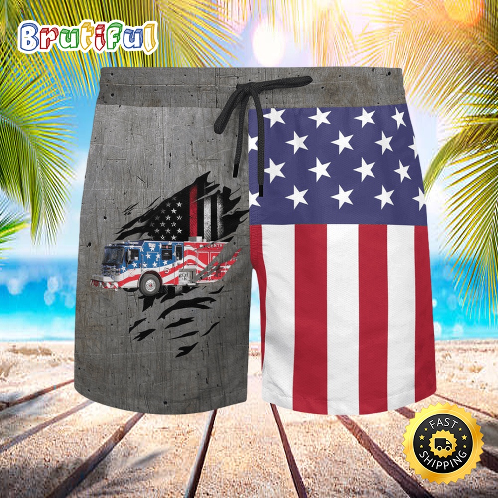 Central County Fire Rescue Missouri Aop Beach Shorts yiafqs