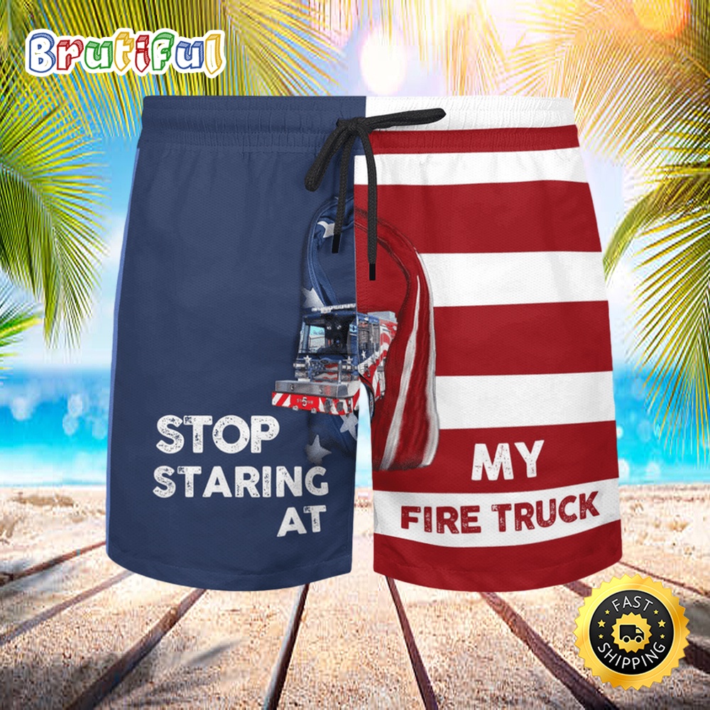 Central County Fire Trucks Aop Beach Shorts idfzwp