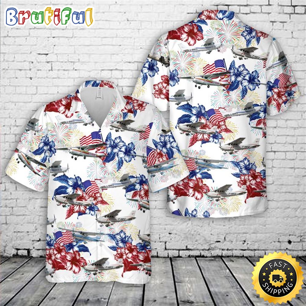 Cessna 172 4th Of July Hawaiian Shirt yaznrk