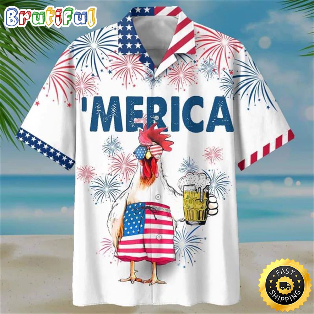 Chicken And Beer 4th Of July Hawaiian Shirt Hawaiian Shirts For Men Women t5ycyh