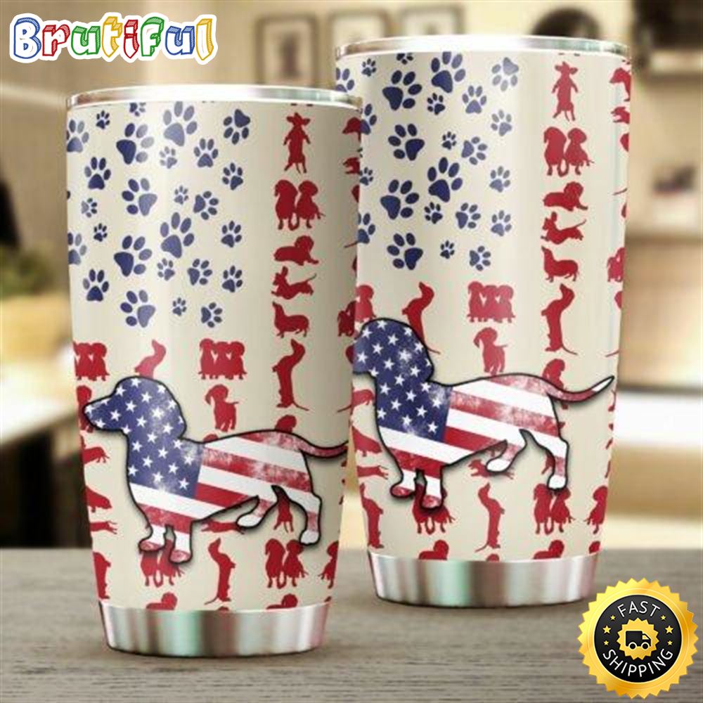 Dog Dachshund American Stainless Steel Tumbler Cup Travel hknkih
