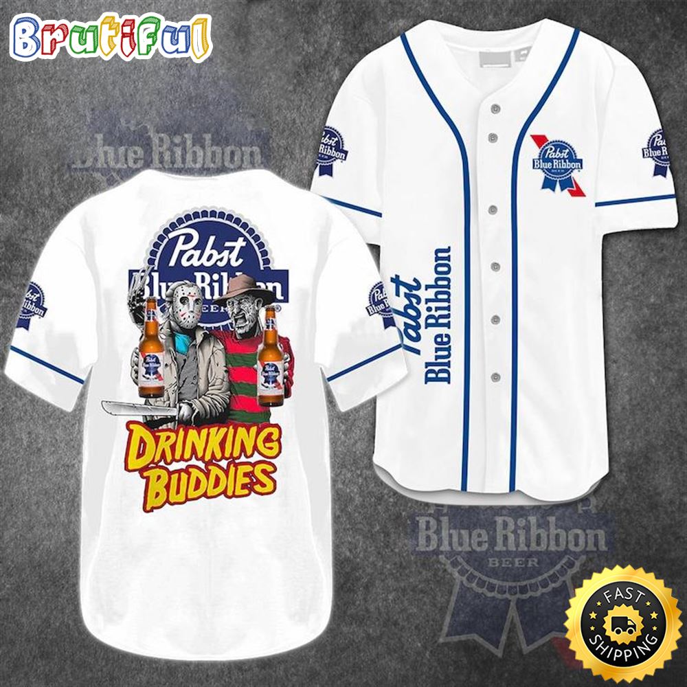 Drinking Buddies Pabst Blue Ribbon Baseball Jersey vqzpbe