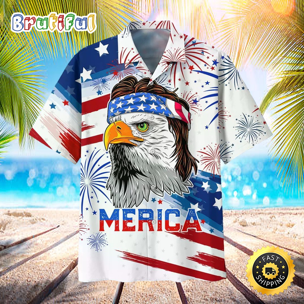 Ealge Merica Independence Day 3D Hawaiian Shirt For Dad he9g3b