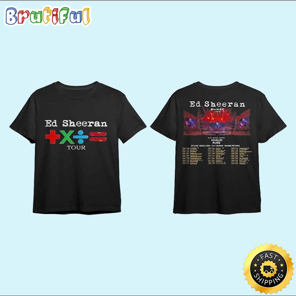 Ed Sheeran Tour 2023 List Tour Black T shirt