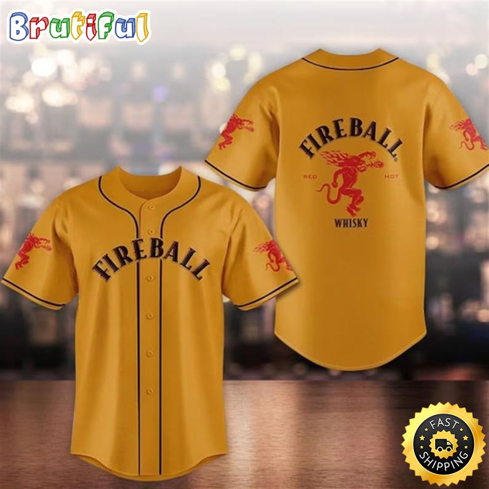Fireball Whiskey Baseball Jersey Shirt r8luzv
