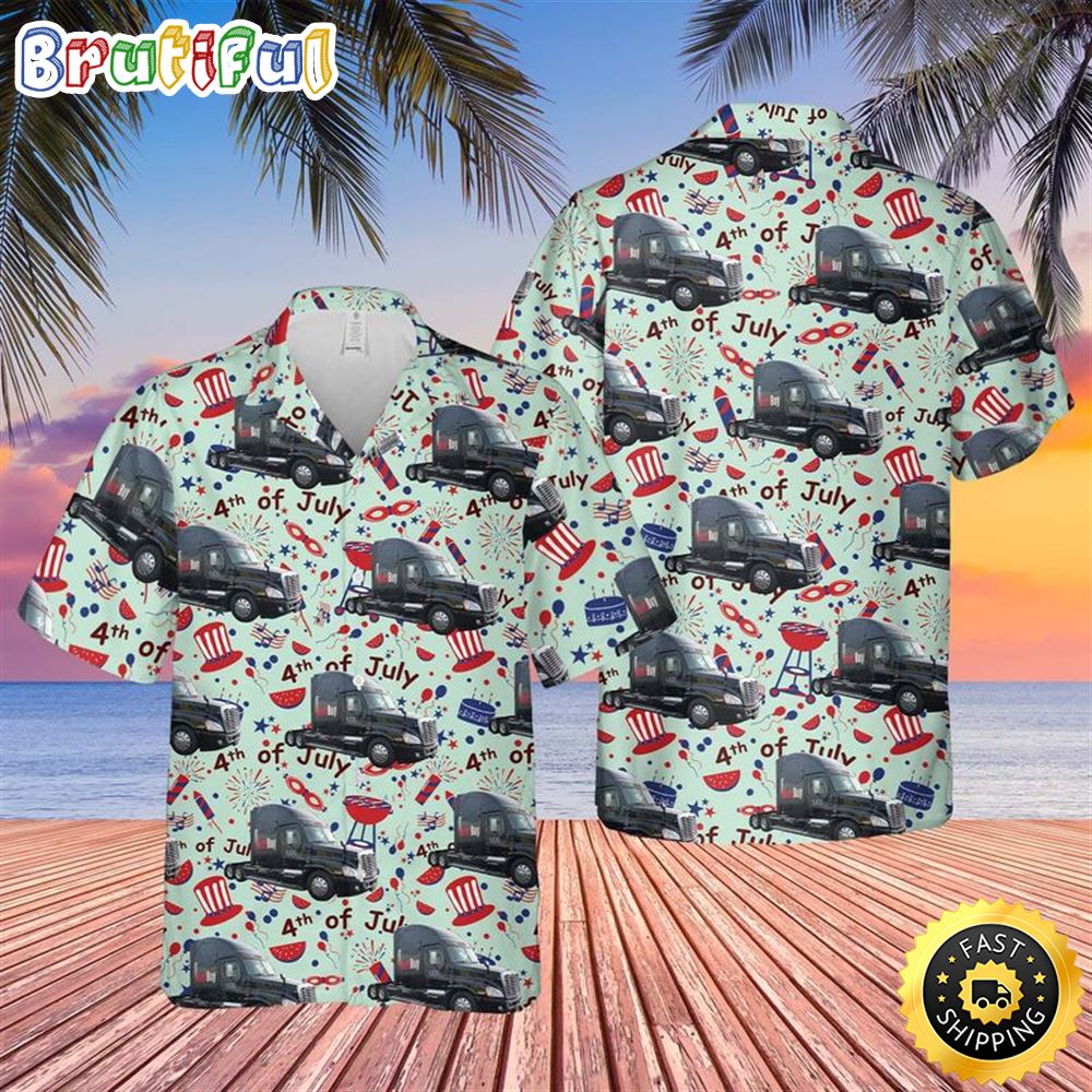 First Generation Freightliner Cascadia 4th Of July Hawaiian Shirt vu1ak1
