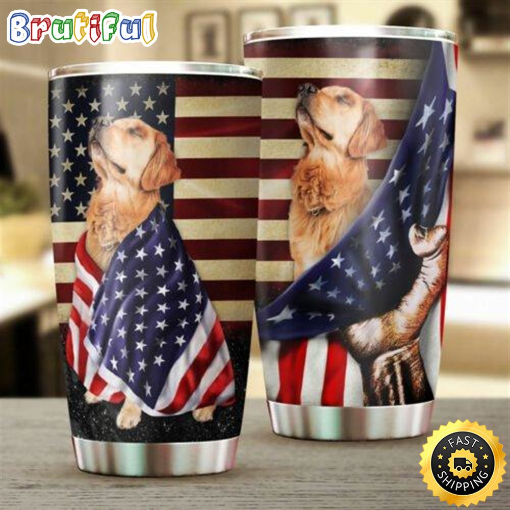 Golden Retriever American Stainless Steel Tumbler Cup Travel Mug nclamr