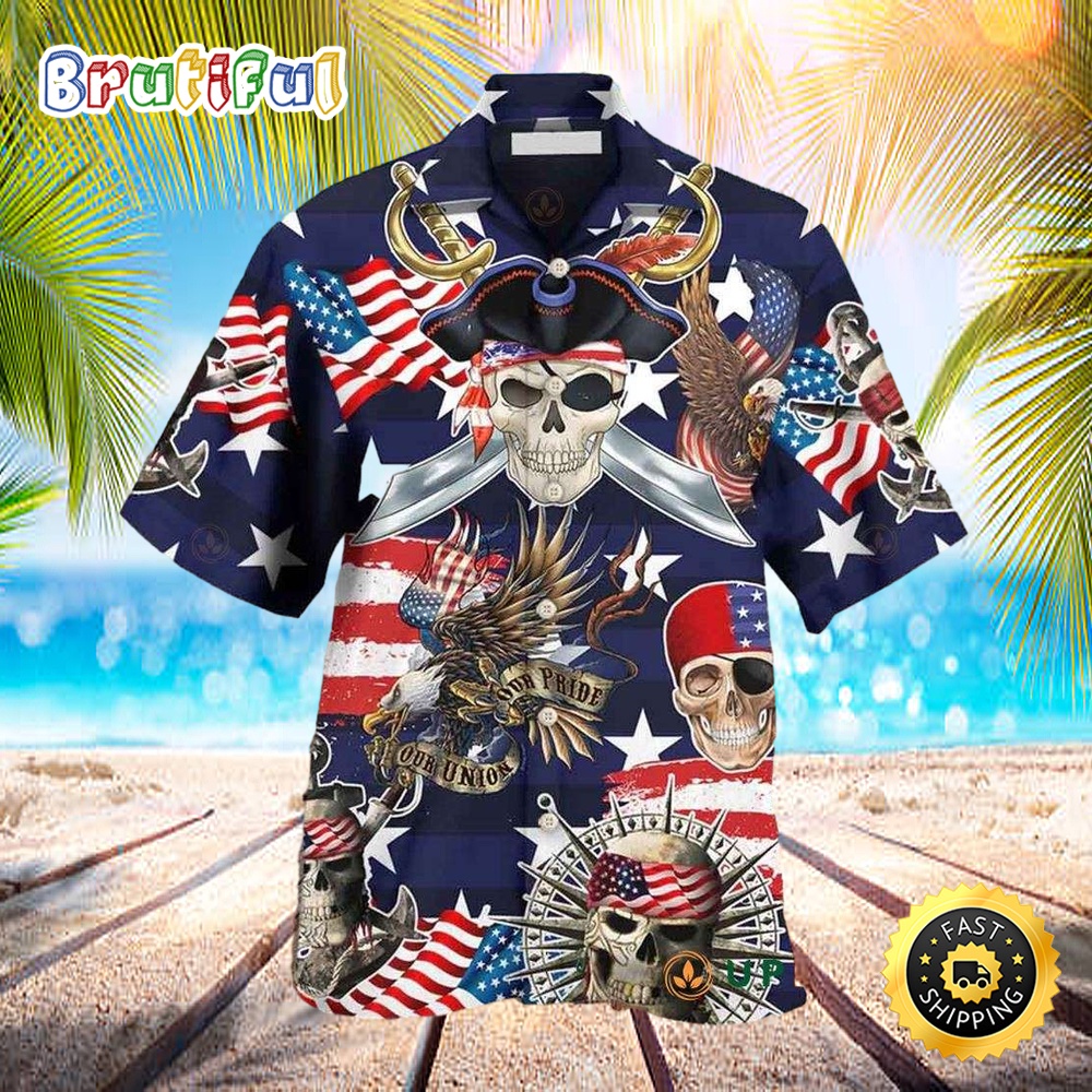 Hawaiian Shirt Pirate Skeleton America Independence Day Best Hawaiian Shirts vhnenk