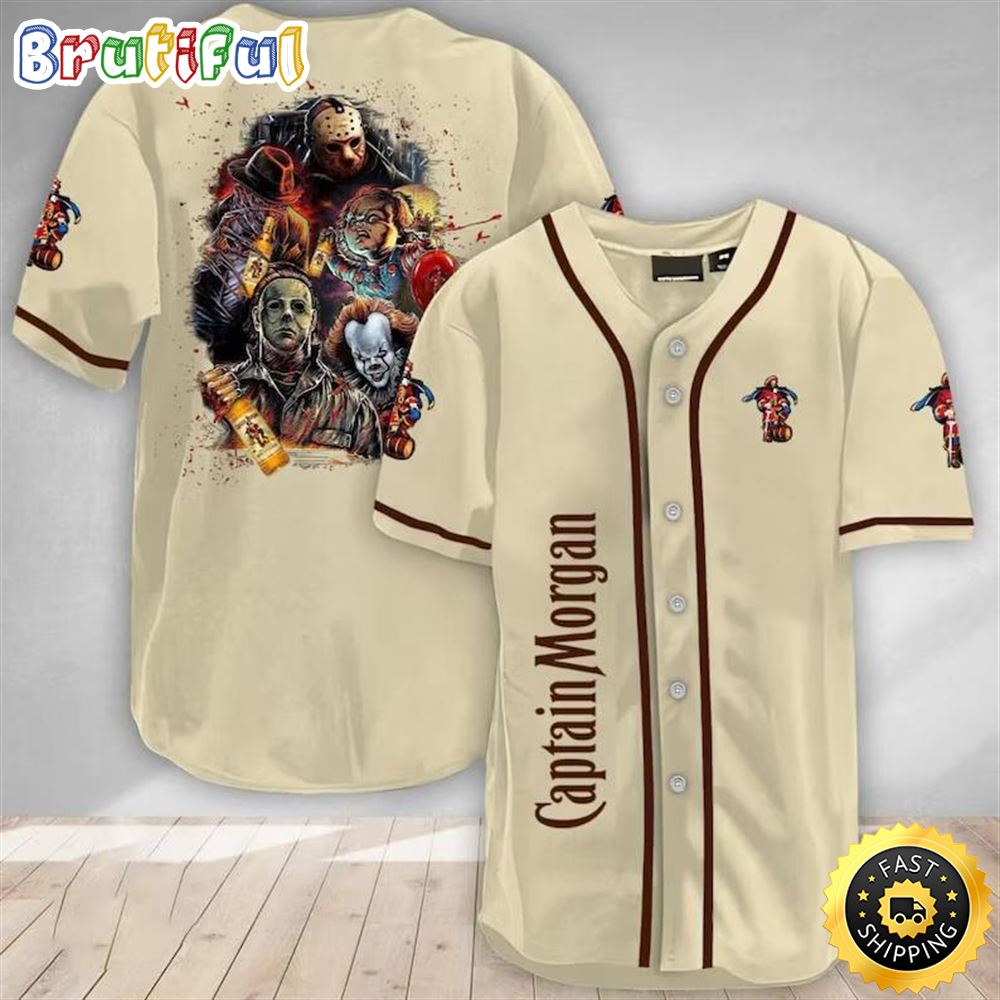 Horror Characters Captain Morgan Baseball Jersey Beer Lovers gzxuku
