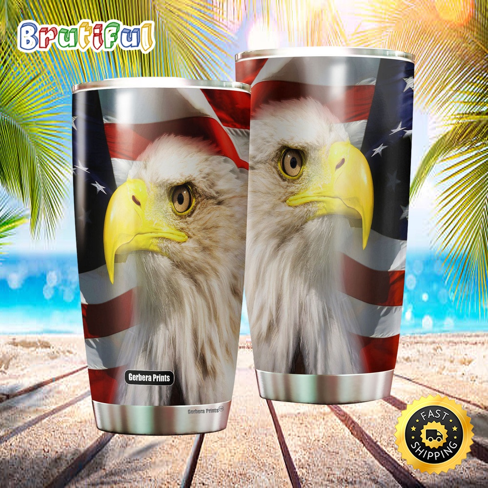 Independence Day 4th Of July Majestic Bald Eagle Stainless Steel Tumbler Cup Travel murqp4