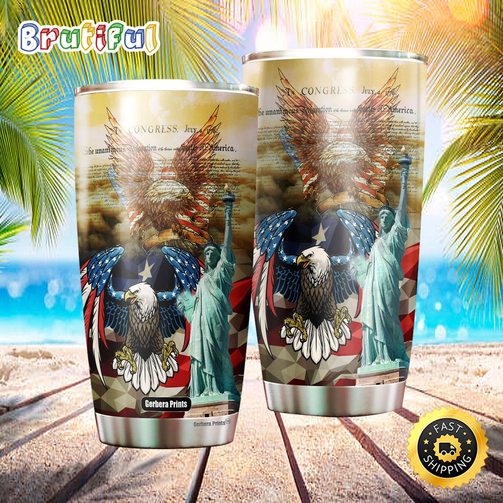 Independence Day 4th Of July Patriotic American Stainless Steel Tumbler Cup Travel uk0fuy