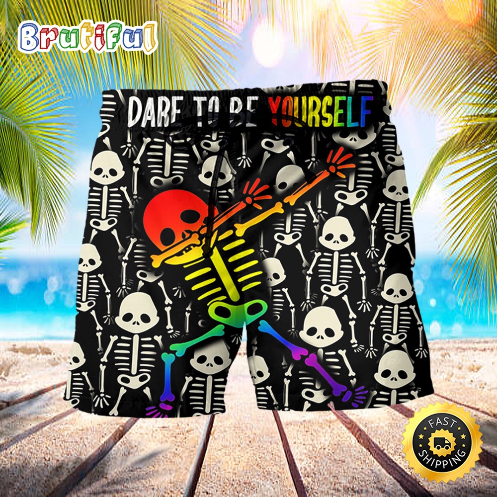 LGBT Dare To Be Yourself Style Summer Beach Shorts mugpv2
