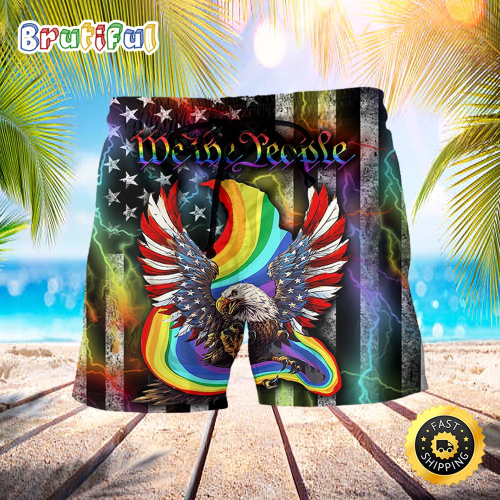 LGBT Eagle We The People Style Summer Beach Shorts inmrjz