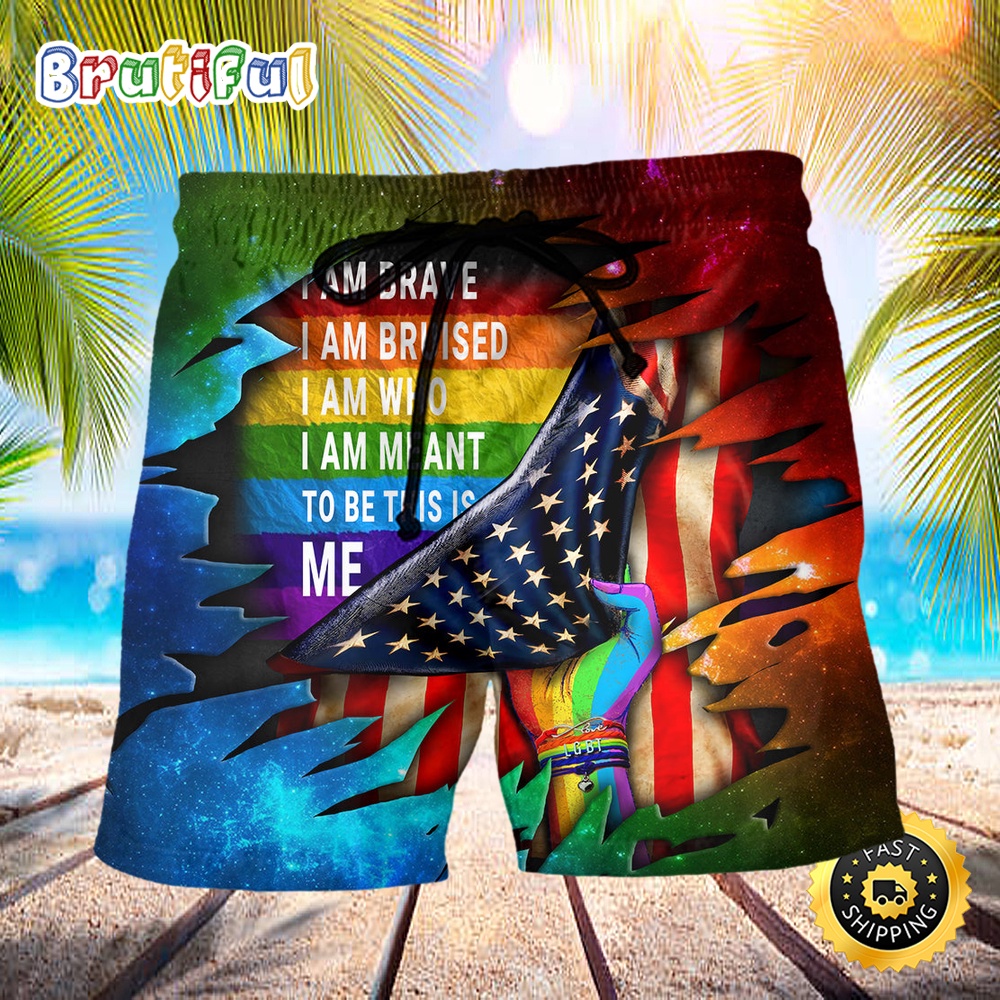 LGBT I Am Brave I Am Bruised Cool Summer Beach Shorts kwfhgt