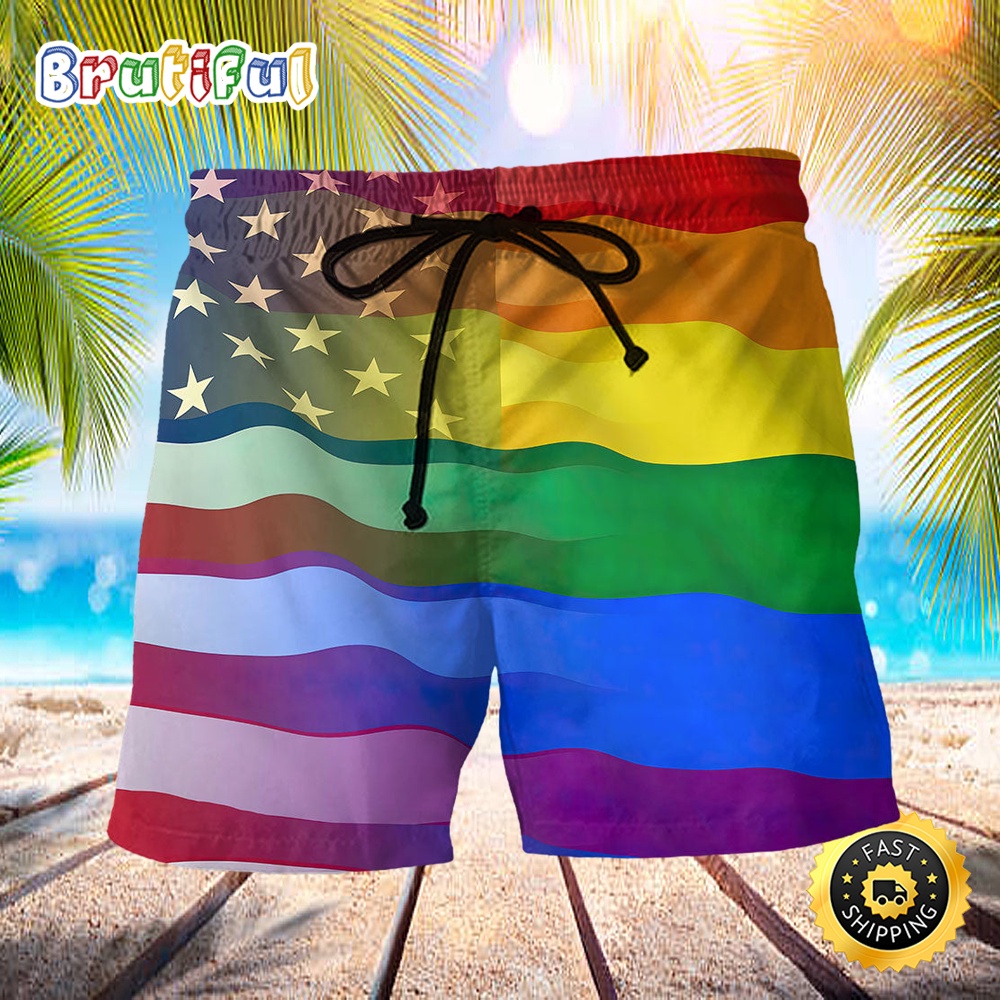 LGBT Love America Peace Color Love Is Love Summer Beach Shorts hhn7sb