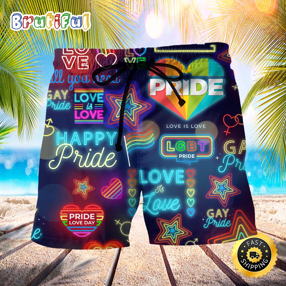 LGBT Love Has No Gender Love Is Love Summer Beach Shorts lgjc1e