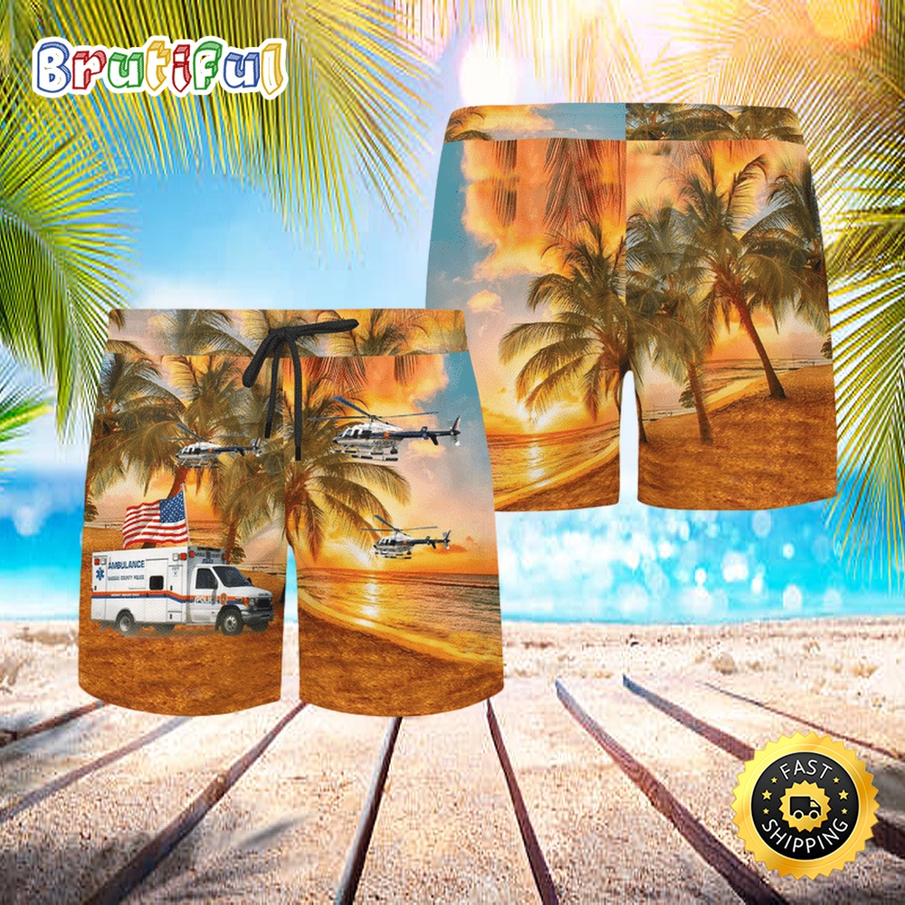 Nassau County Police New York Aop Beach Shorts iqo0jv