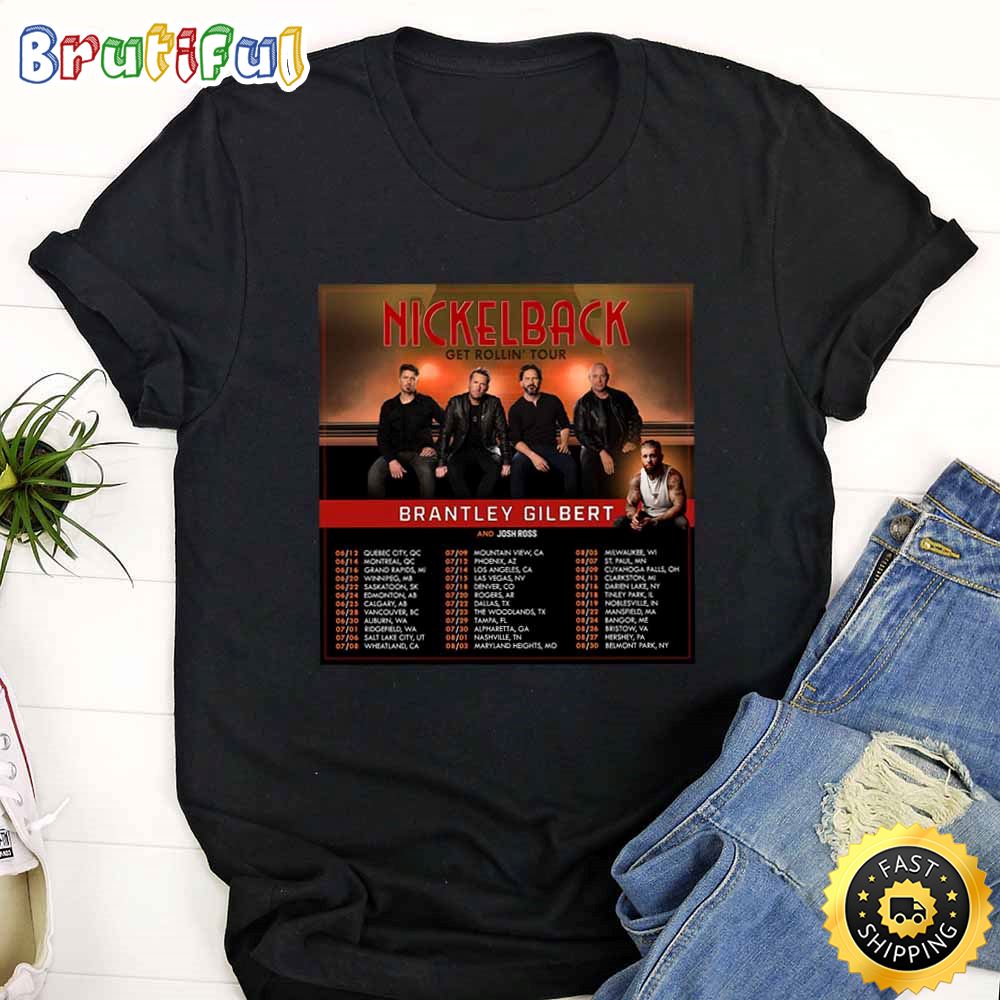 Nickelback Get Rollin Tour 2023 List Tour Black T Shirt eijder